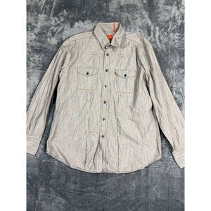 Hugo Boss Grey Check Button-Up Shirt XXL Long Sleeve Slim Fit